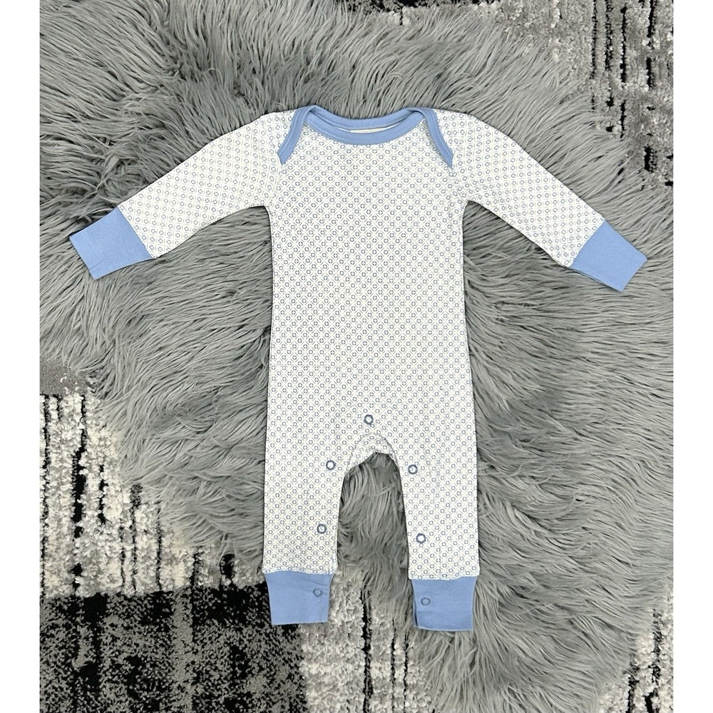 Sapling‎ Boys 100% Organic Cotton Blue LS Romper Size 6-12 Months